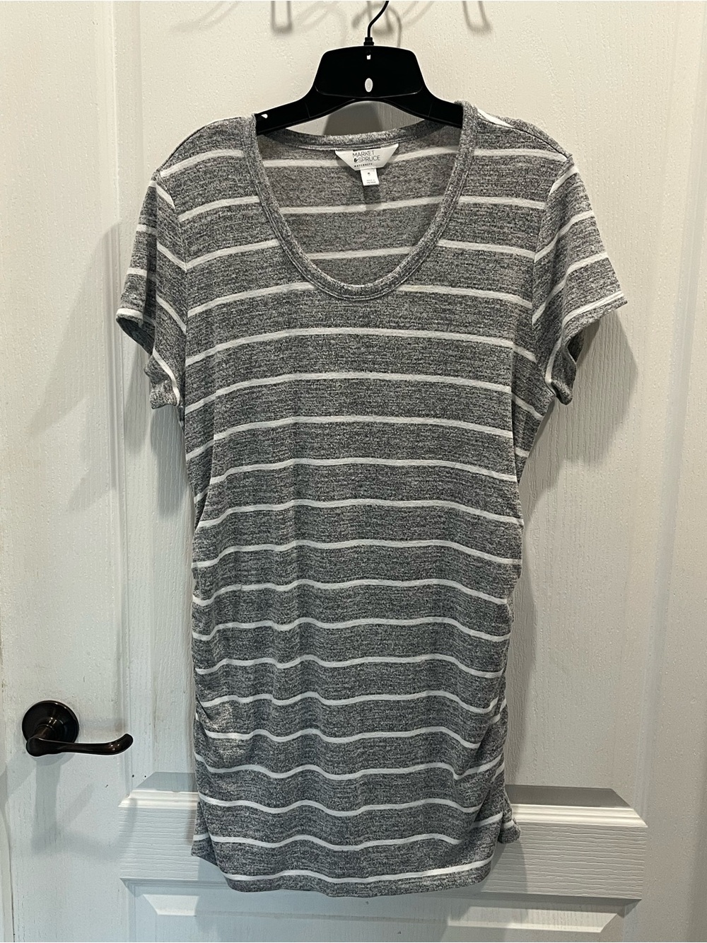 Market Spruce Maternity Gray and White Striped Scoop Neck Tunic XL